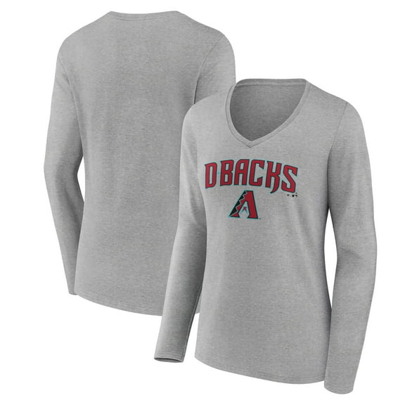 Women's Gray Arizona Diamondbacks Team Lockup Long Sleeve V-Neck T-Shirt