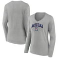 thumbnail image 1 of Women's Gray Arizona Wildcats Campus Long Sleeve V-Neck T-Shirt, 1 of 3