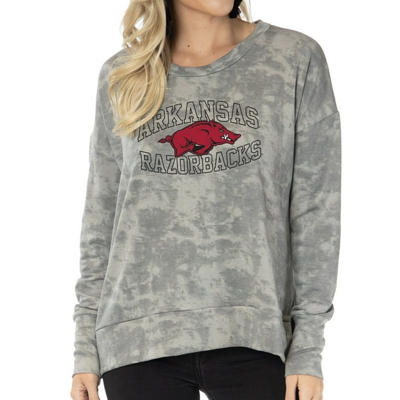 Women's Gray Arkansas Razorbacks Brandy Tie Dye Tri-Blend Long Sleeve Top