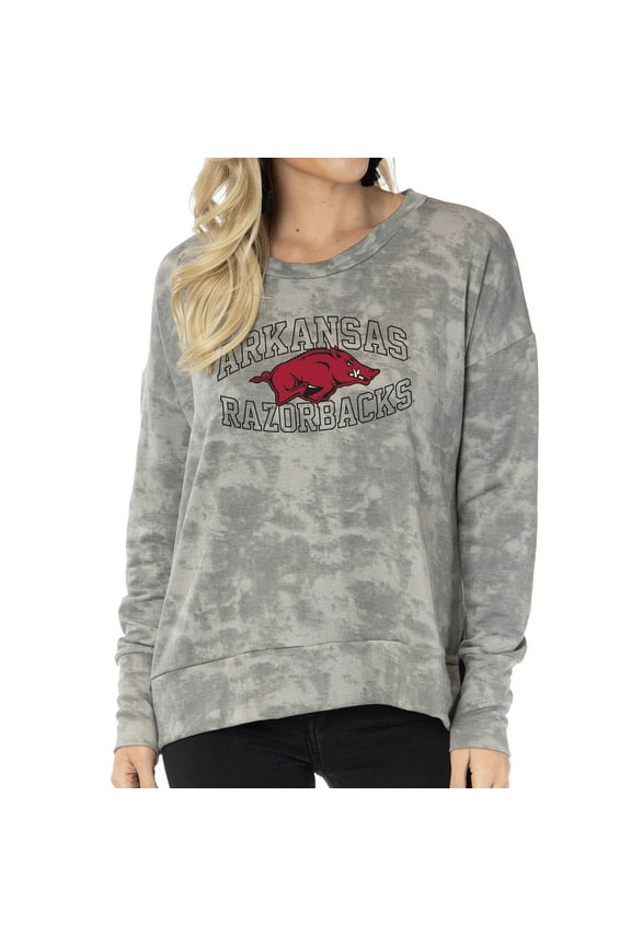 Women's Gray Arkansas Razorbacks Brandy Tie Dye Tri-Blend Long Sleeve Top