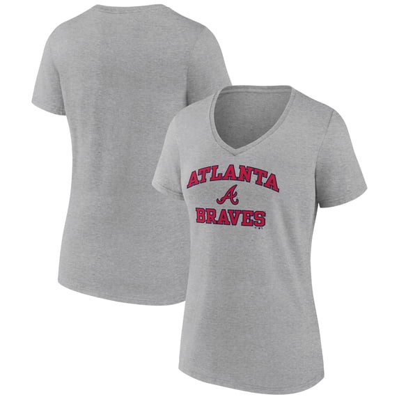 Women's Gray Atlanta Braves Heart and Soul V-Neck T-Shirt