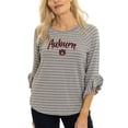 thumbnail image 1 of Women's  Gray Auburn Tigers Renatta Striped Ruffle 3/4-Sleeve T-Shirt, 1 of 2