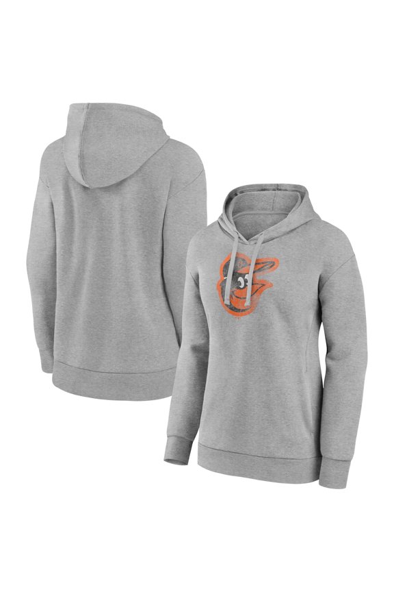 Women's Gray Baltimore Orioles Distressed Team Pullover Hoodie