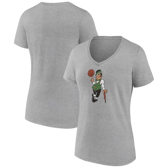 Women's Gray Boston Celtics Alternate Logo V-Neck T-Shirt