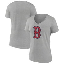 Women's Gray Boston Red Sox Official Logo V-Neck T-Shirt