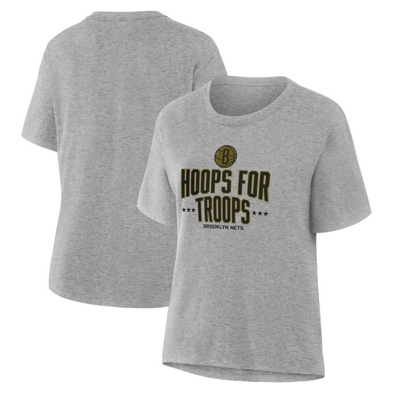Women's Gray Brooklyn Nets Hoops For Troops T-Shirt