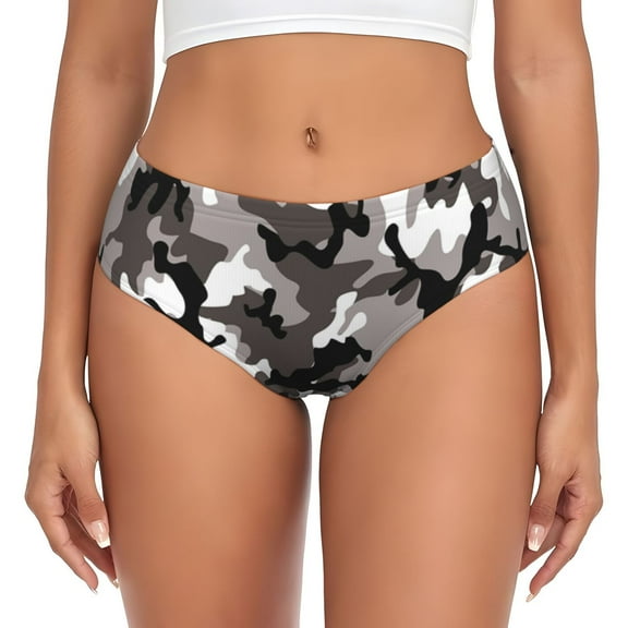 Women's Gray Camouflage Seamless Hipster Panties Stretch printed Bikini Underwear X-Small