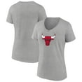 thumbnail image 1 of Women's Gray Chicago Bulls Logo V-Neck T-Shirt, 1 of 3