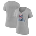 thumbnail image 1 of Women's Gray Chicago Cubs Fastball V-Neck T-Shirt, 1 of 3