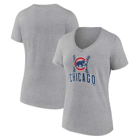 Women's Gray Chicago Cubs Fastball V-Neck T-Shirt