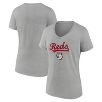 Women's Gray Cincinnati Reds Team Lockup V-Neck T-Shirt