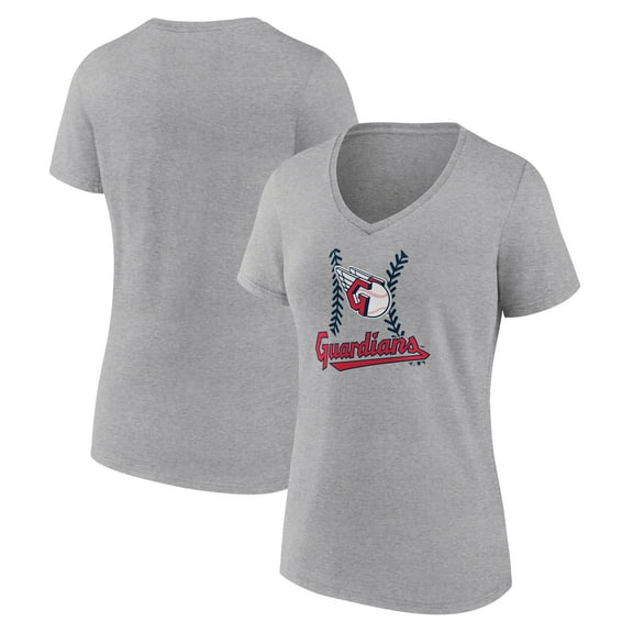 Women's Gray Cleveland Guardians Fastball V-Neck T-Shirt