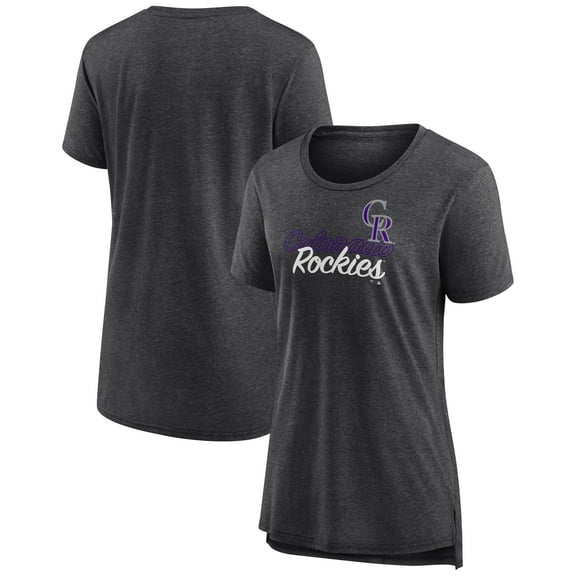 Women's Gray Colorado Rockies Practice Time Tri-Blend T-Shirt
