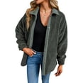 thumbnail image 1 of Women's Gray Corduroy Trim Elbow Patch Sherpa Jacket - [ZhiHiMeRi] | (US 4-6)S,Gray, 1 of 12