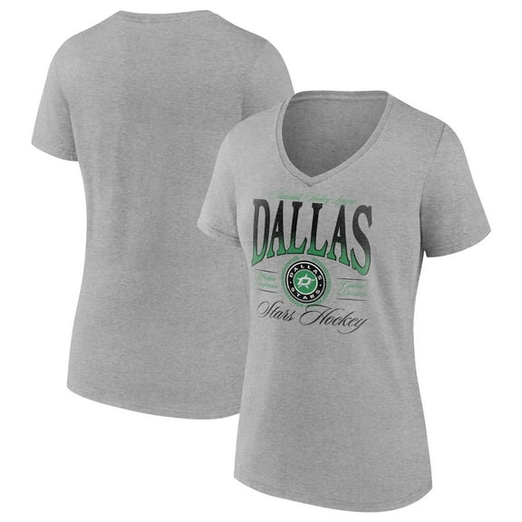 Women's Gray Dallas Stars Retro Script V-Neck T-Shirt
