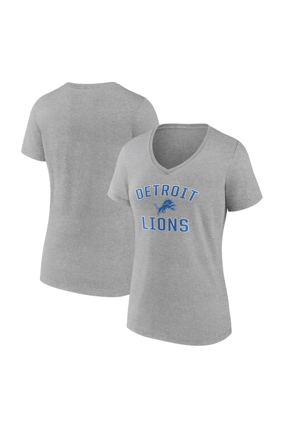 Women's Gray Detroit Lions Victory Arch V-Neck T-Shirt