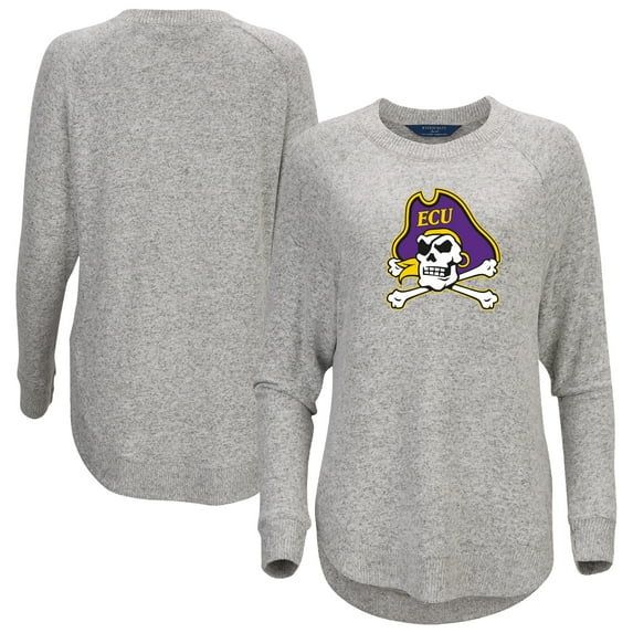 Women's Gray ECU Pirates Oversized Cuddle Raglan Tri-Blend Pullover Sweatshirt
