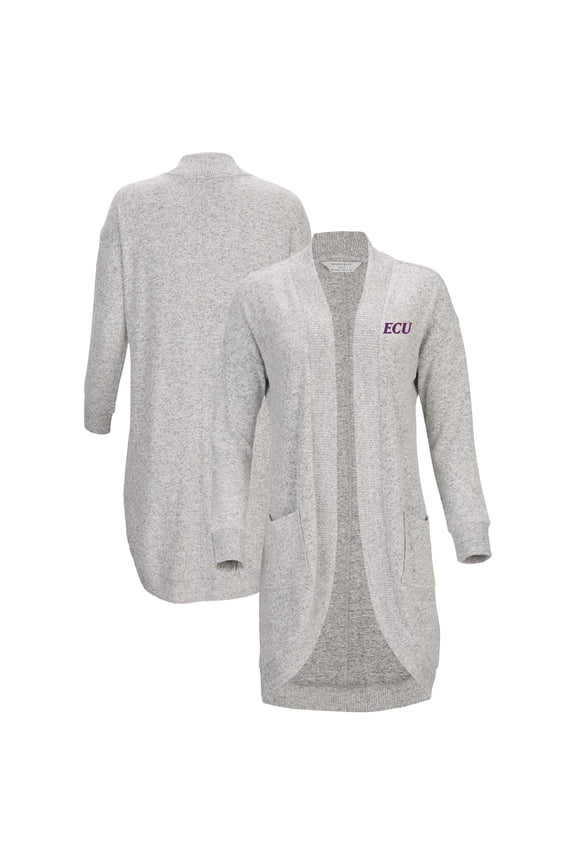 Women's Gray ECU Pirates Oversized Cuddle Tri-Blend Cardigan