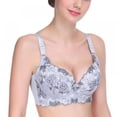 thumbnail image 1 of Women's Gray Embroidery Flower Bras Elegant Push Up Bras Padded Lingerie Bralette Underwire, 1 of 5