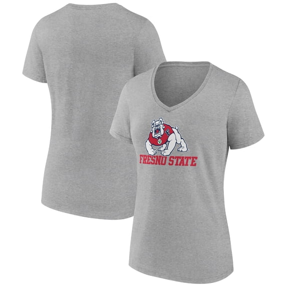 Women's Gray Fresno State Bulldogs Campus V-Neck T-Shirt