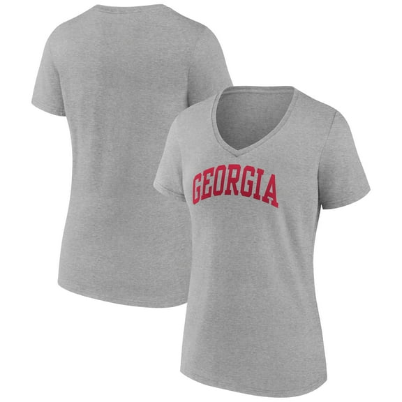 Women's Gray Georgia Bulldogs Basic Arch V-Neck T-Shirt