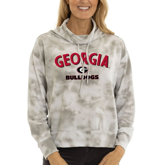 Women's Gray Georgia Bulldogs Maddie Tie-Dye Tri-Blend Pullover Hoodie