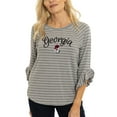 thumbnail image 1 of Women's  Gray Georgia Bulldogs Renatta Striped Ruffle 3/4-Sleeve T-Shirt, 1 of 2