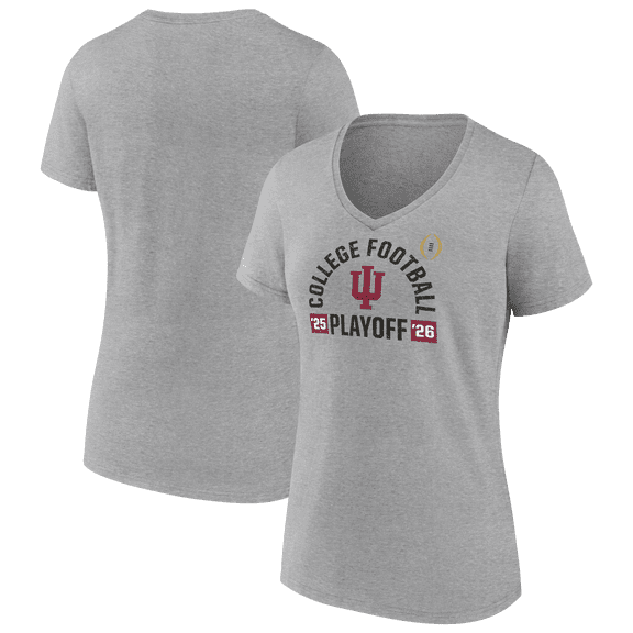 Women's Gray Indiana Hoosiers 2025-26 College Football Playoff Touchdown Glory V-Neck T-Shirt