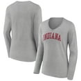 thumbnail image 1 of Women's Gray Indiana Hoosiers Basic Arch Long Sleeve V-Neck T-Shirt, 1 of 3