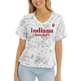 thumbnail image 1 of Women's  Gray Indiana Hoosiers Faye Ruffle V-Neck T-Shirt, 1 of 2