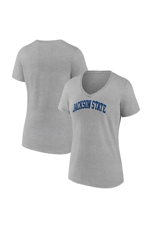 Women's Gray Jackson State Tigers Basic Arch V-Neck T-Shirt