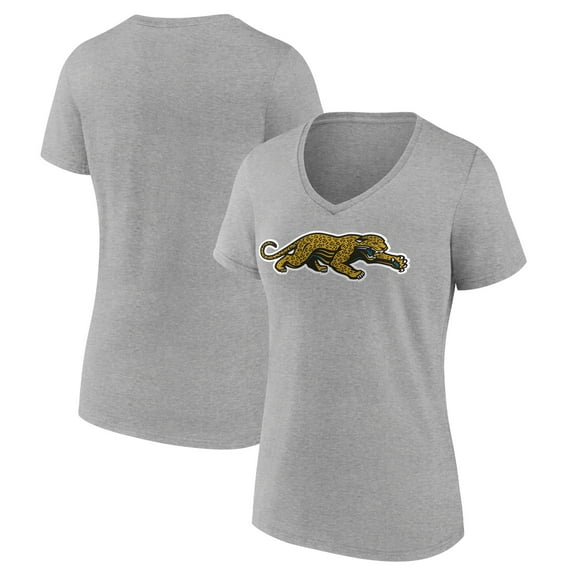 Women's Gray Jacksonville Jaguars Classic Logo V-Neck T-Shirt
