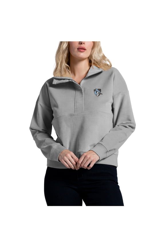 Women's Gray Johns Hopkins Blue Jays Corduroy Half-Zip Sweatshirt