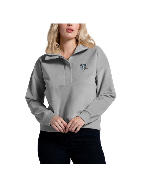 Women's Gray Johns Hopkins Blue Jays Corduroy Half-Zip Sweatshirt