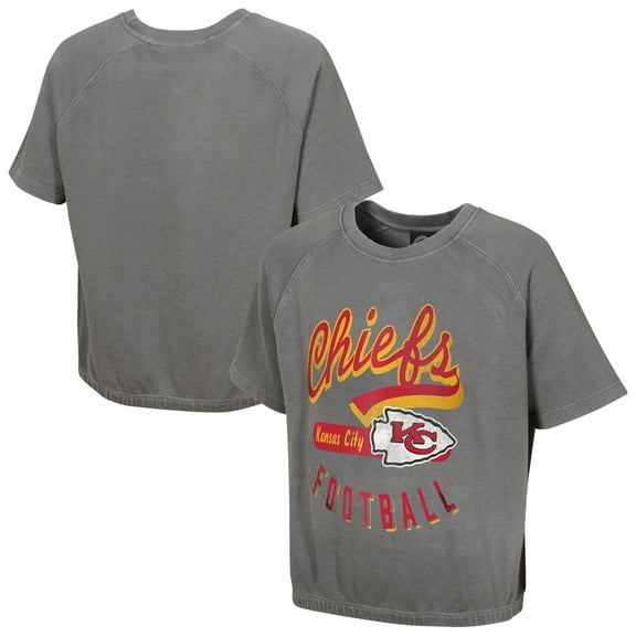 Women's Gray Kansas City Chiefs Mineral Wash Short Sleeve Top