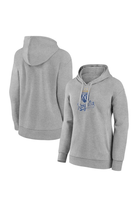 Women's Gray Kansas City Royals Distressed Team Pullover Hoodie