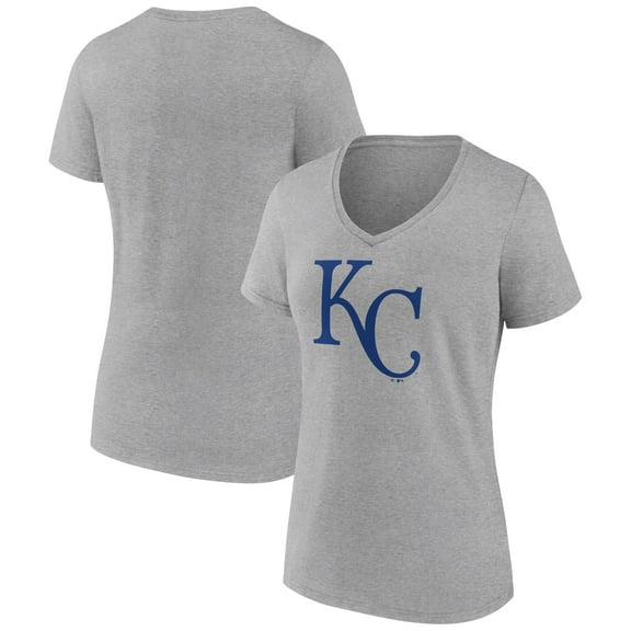 Women's Gray Kansas City Royals Official Logo V-Neck T-Shirt