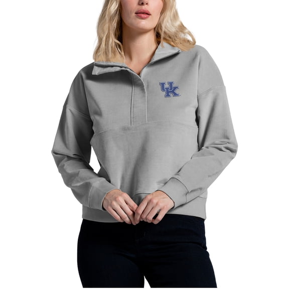 Women's Gray Kentucky Wildcats Corduroy Half-Zip Sweatshirt