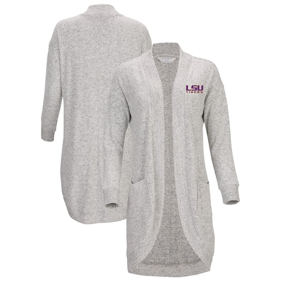 Women's Gray LSU Tigers Oversized Cuddle Tri-Blend Cardigan