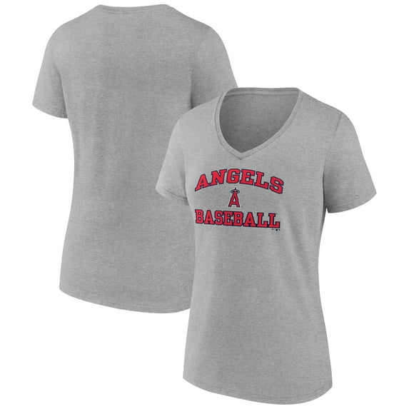 Women's Gray Los Angeles Angels Heart and Soul V-Neck T-Shirt