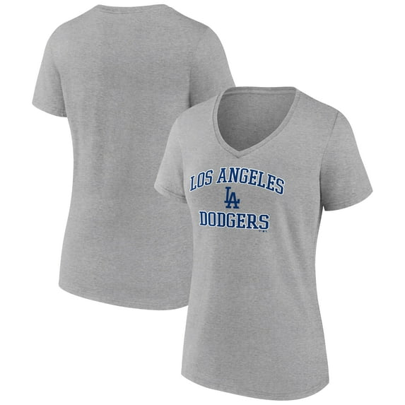 Women's Gray Los Angeles Dodgers Heart and Soul V-Neck T-Shirt