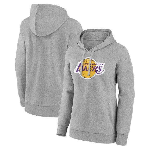 Women's Gray Los Angeles Lakers Primary Logo Pullover Hoodie