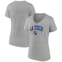 Women's Gray Louisiana Tech Bulldogs Campus V-Neck T-Shirt
