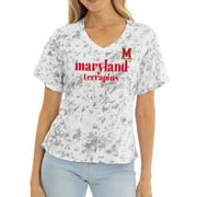 Women's  Gray Maryland Terrapins Faye Ruffle V-Neck T-Shirt