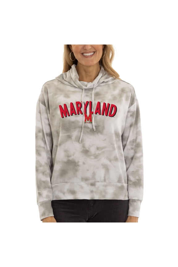 Women's Gray Maryland Terrapins Maddie Tie-Dye Tri-Blend Pullover Hoodie