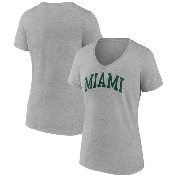 Women's Gray Miami Hurricanes Basic Arch V-Neck T-Shirt