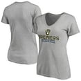 thumbnail image 1 of Women's Gray Milwaukee Brewers Evanston Stencil V-Neck T-Shirt, 1 of 3
