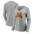 thumbnail image 1 of Women's Gray Minnesota Golden Gophers Team Logo Long Sleeve V-Neck T-Shirt, 1 of 3