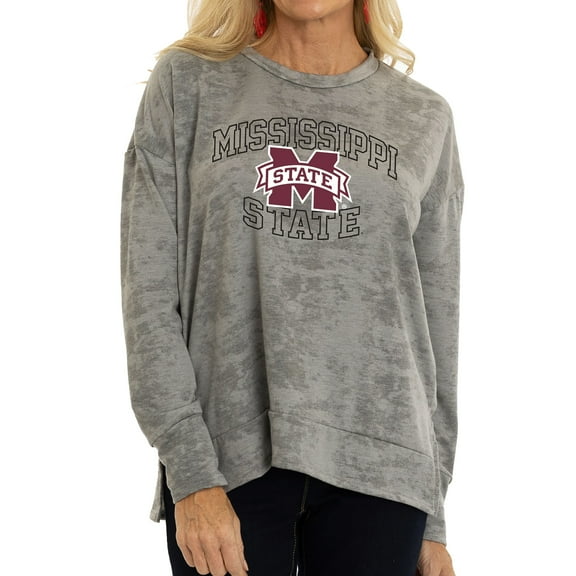 Women's Gray Mississippi State Bulldogs Brandy Tie Dye Tri-Blend Long Sleeve Top
