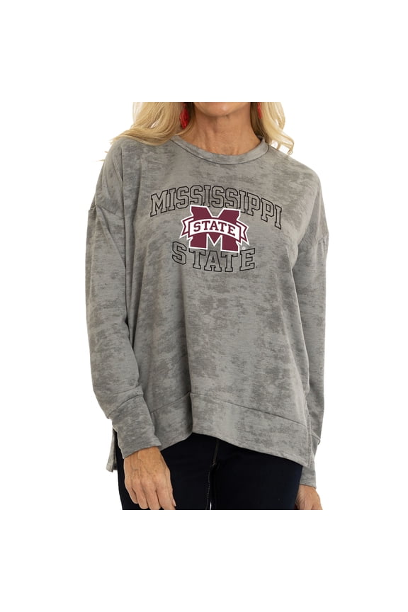Women's Gray Mississippi State Bulldogs Brandy Tie Dye Tri-Blend Long Sleeve Top